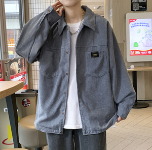 cityboy男秋冬季灯芯绒韩版工装衬衣宽松外套JK2022常规30加绒40图片