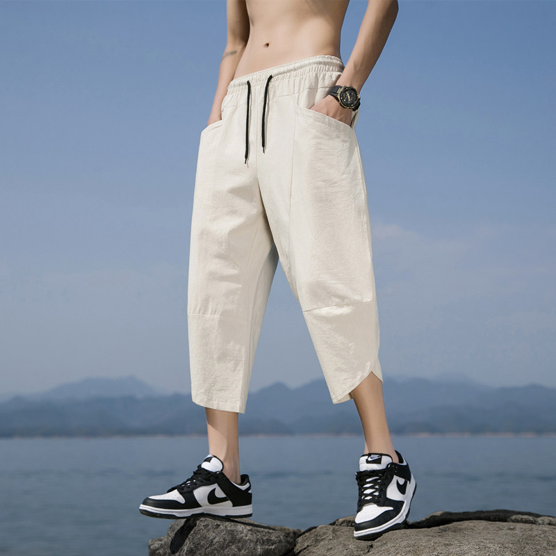 K88P23新款裤子男薄款宽松直筒棉麻运动裤沙滩裤亚麻休闲,女装休闲裤,四季星座303A
