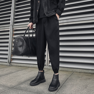 潮男装秋冬休闲裤九分裤束脚裤社会精神小伙西裤子哈伦K254P25，男装西裤，四季星座303A