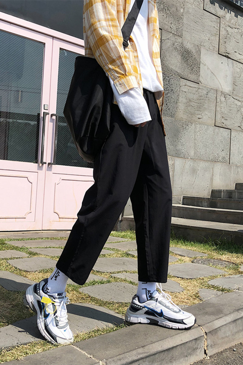 春装新款潮流纯色简约宽松版直筒休闲裤九分裤男K171K6047,男装休闲裤,四季星座303A