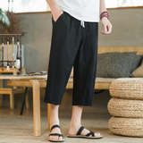 夏季休闲裤子男百搭棉麻宽松亚麻裤韩版潮流八分裤九分直筒K821，男装休闲裤，四季星座303A