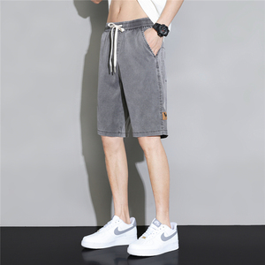K219天丝牛仔短裤男夏季薄款冰丝莱赛尔潮宽松运动休闲五分中裤图片