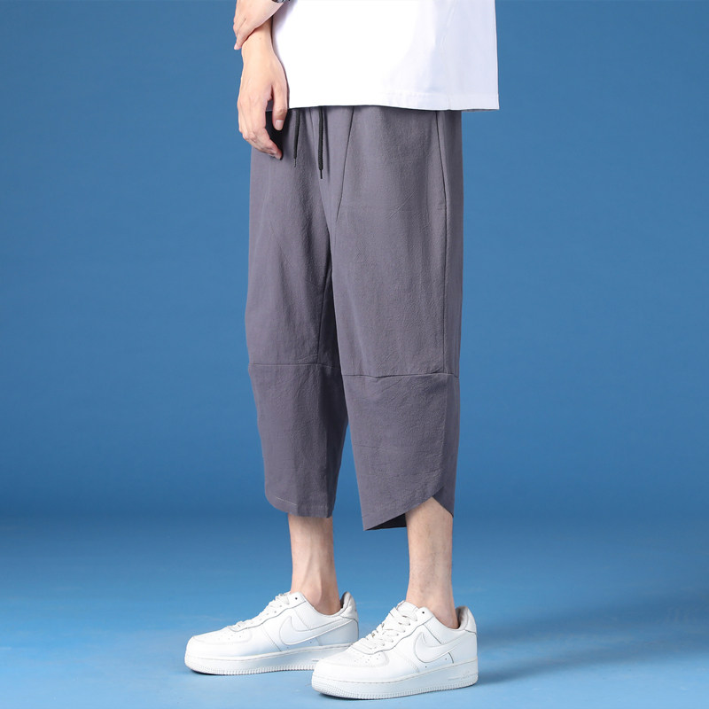 七分裤夏季薄款亚麻短裤宽松男裤子棉麻沙滩裤K88P23,男装牛仔裤,四季星座303A