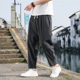 2025春夏休闲裤子男百搭棉麻宽松亚麻裤韩版潮流长裤直筒K22P25，男装休闲裤，四季星座303A