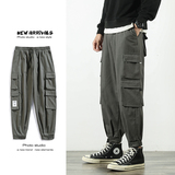 工装裤男日系束脚裤潮牌宽松多口袋长裤春季九分303-KZ24(纯棉），男装工装外套，四季星座303A