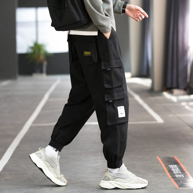 工装裤男日系束脚裤潮牌宽松多口袋长裤春季九分303-KZ24(纯棉），男装工装外套，四季星座303A