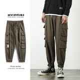 工装裤男日系束脚裤潮牌宽松多口袋长裤春季九分303-KZ24(纯棉），男装工装外套，四季星座303A