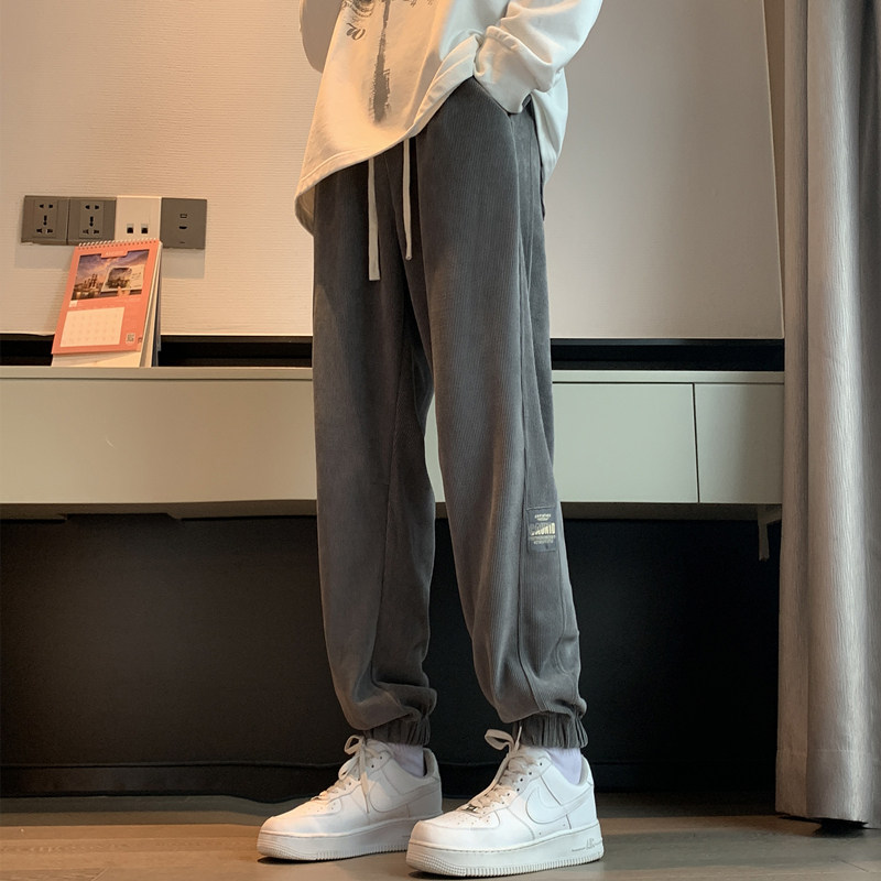 雪尼尔运动裤男秋冬季加绒潮灯芯绒休闲裤子宽松K39常规35加绒45,女装休闲裤,四季星座303A