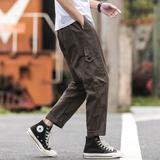 2025秋款休闲裤男港风大码九分裤工装裤学生运动裤K9117，男装工装外套，四季星座303A