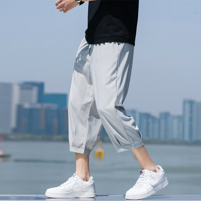 七分裤男夏季薄款冰丝宽松大码运动休闲短裤高街ins潮流K970-P17,男装牛仔裤,四季星座303A
