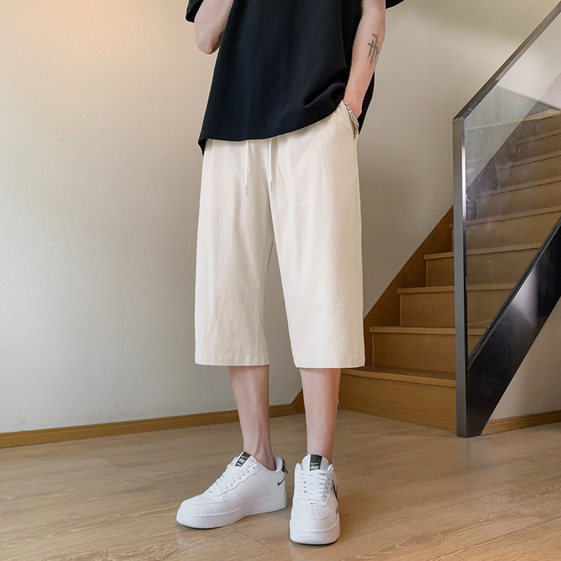 新中式亚麻裤子夏季男士短裤棉麻休闲裤风七分裤中裤马裤K918,男装牛仔裤,四季星座303A