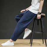 2025夏季休闲裤子男百搭棉麻宽松亚麻裤韩版九分裤长裤直筒K22P25，男装休闲裤，四季星座303A