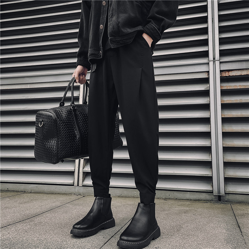 潮男装秋冬休闲裤九分裤束脚裤社会精神小伙西裤子哈伦K449P25，男装西裤，四季星座303A