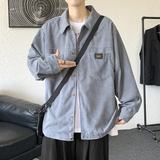 港风灯芯绒加厚长袖衬衫男春秋季大码衬衣外套休闲上衣服JK2022，男装衬衫，四季星座303A