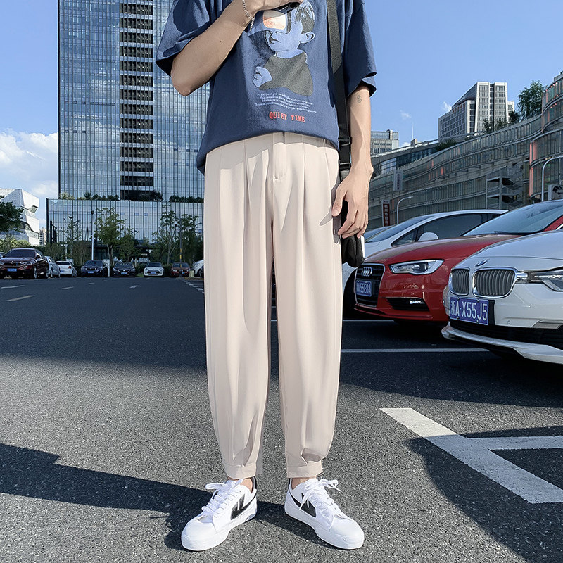 裤子男韩版潮流休闲宽松直筒阔腿裤春夏季薄款百搭哈伦九分裤K91,男装休闲裤,四季星座303A