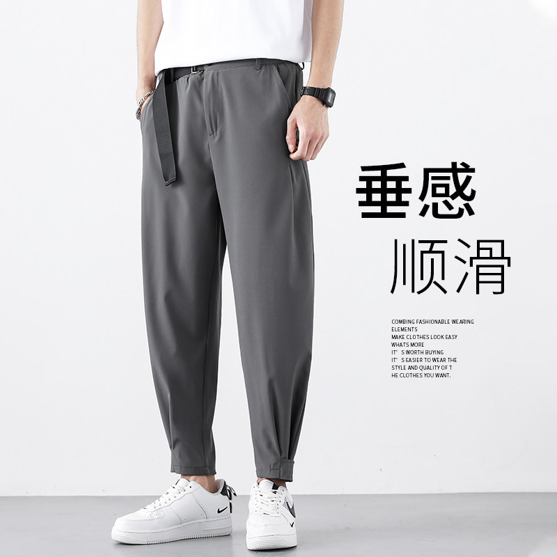 潮男装春夏休闲裤九分裤束脚裤社会精神小伙西裤子哈伦K449P25，男装西裤，四季星座303A