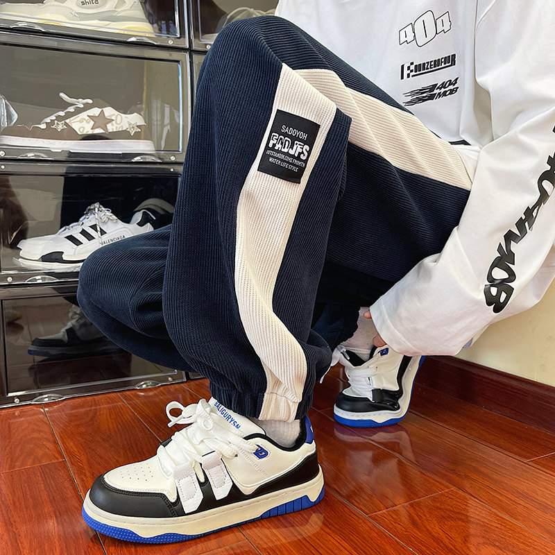 灯芯绒裤子冬加绒束脚宽松阔腿运动休闲长裤K2800 常规30加绒40图片