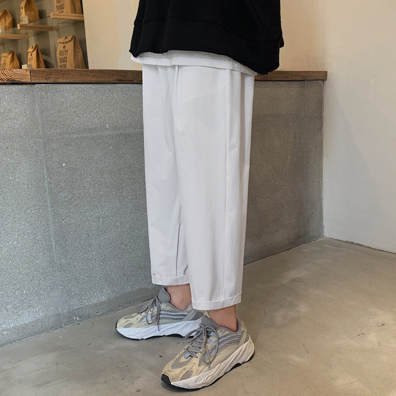 春装新款潮流纯色简约宽松版直筒休闲裤九分裤男K171K6047,男装休闲裤,四季星座303A
