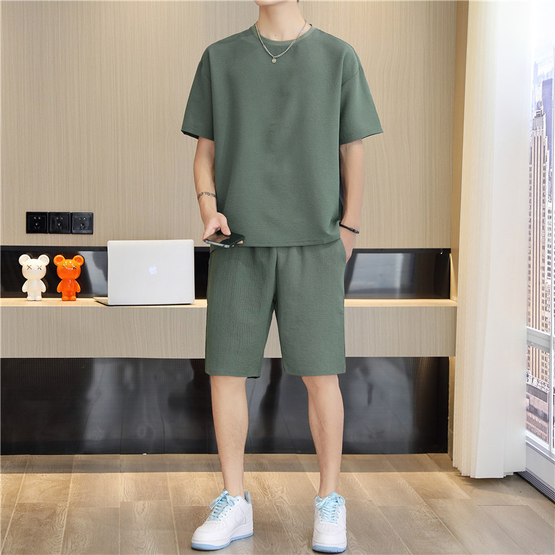冰丝纯色亚麻短袖t恤男夏半袖体恤棉麻宽松打底衫上衣服T11-p18,男装T恤,四季星座303A