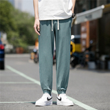 k800亚麻裤男夏季潮流冰丝棉麻裤男士九分透气宽松直筒休闲长裤子，男装休闲裤，四季星座303A