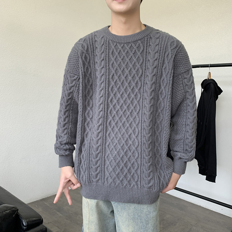 MY8267圆领针织毛衣男秋冬季宽松百搭打底衫休闲潮流常规37加绒47,男装T恤,四季星座303A
