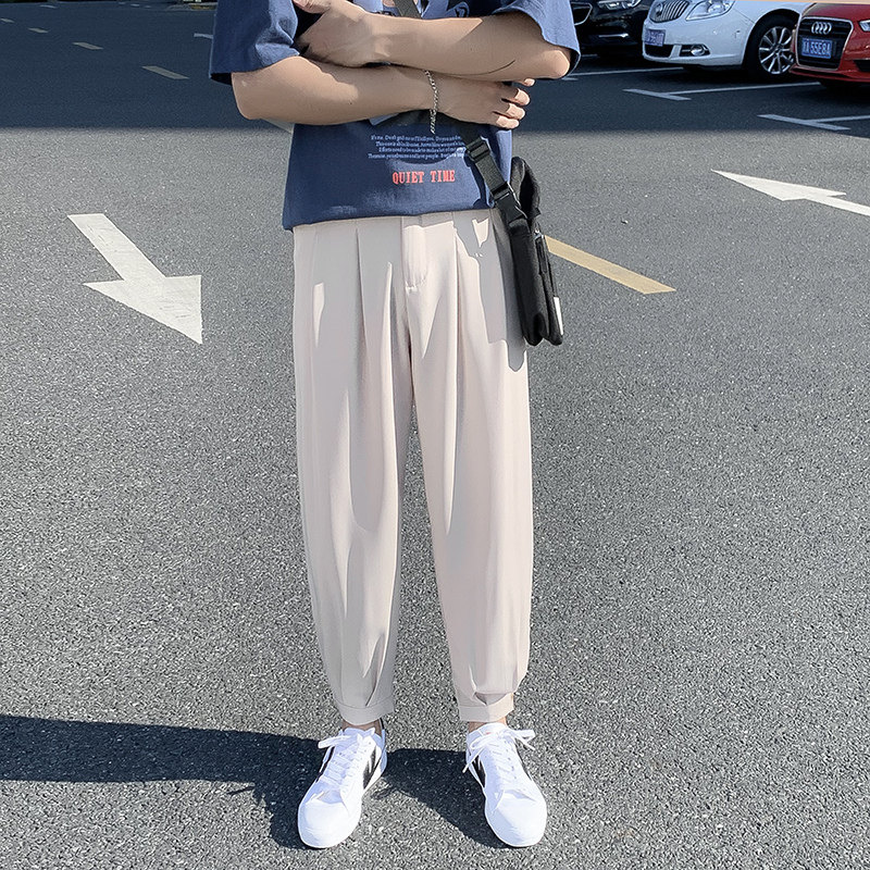 裤子男韩版潮流休闲宽松直筒阔腿裤春夏季薄款百搭哈伦九分裤K91,男装休闲裤,四季星座303A
