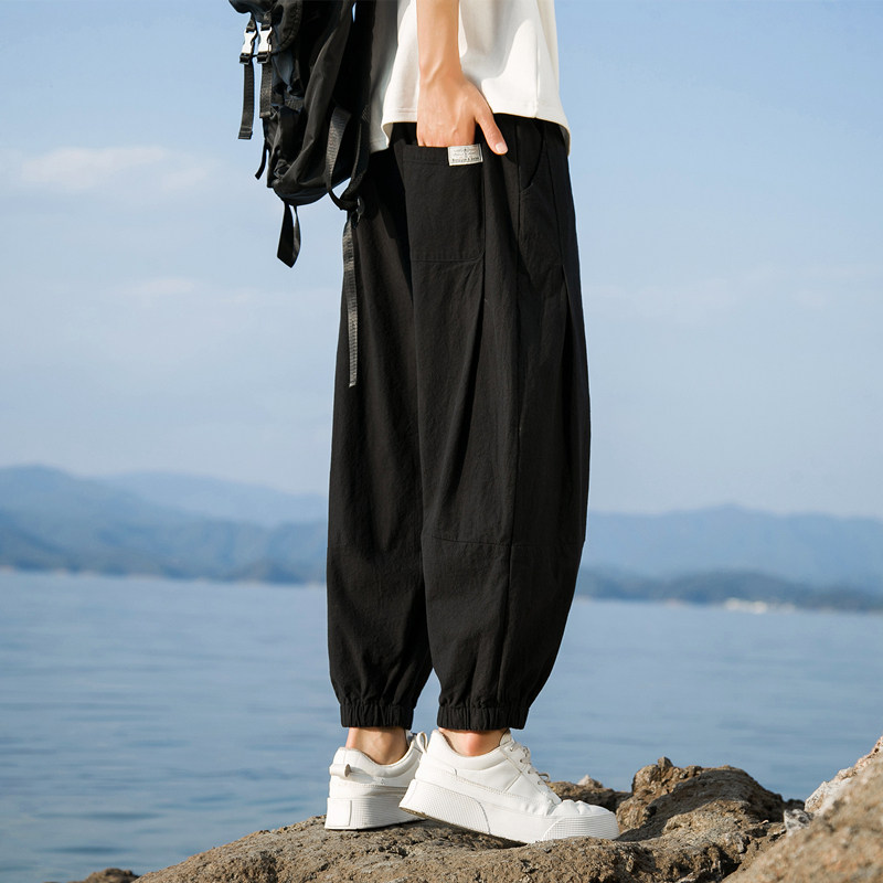 2025春夏新款男休闲裤子男装哈伦裤棉麻亚麻新中式轻薄宽松K8017,男装休闲裤,四季星座303A