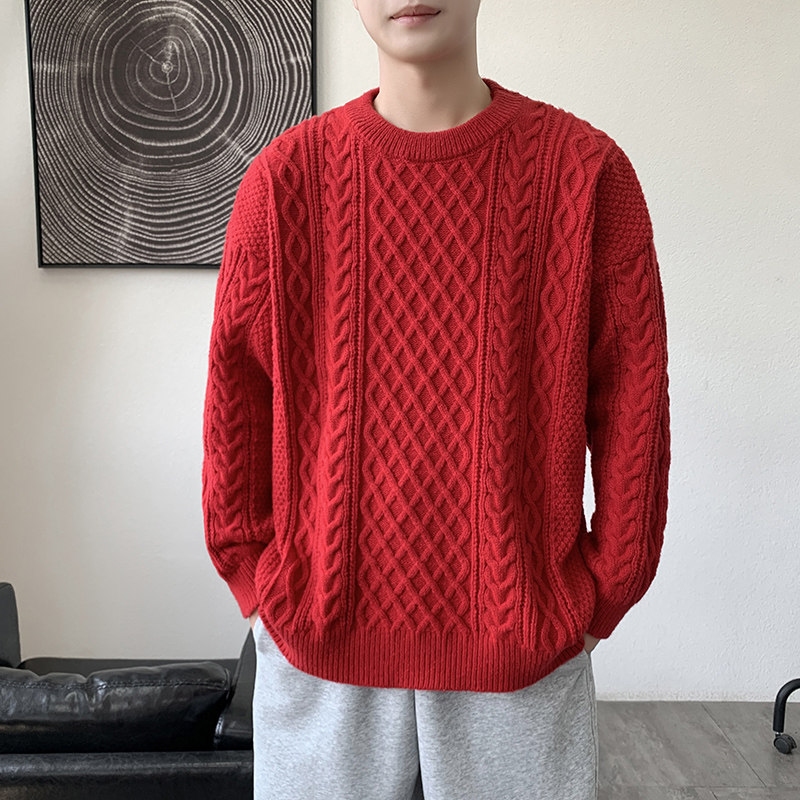 MY8267圆领针织毛衣男秋冬季宽松百搭打底衫休闲潮流常规37加绒47图片