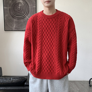 MY8267圆领针织毛衣男秋冬季宽松百搭打底衫休闲潮流常规37加绒47图片
