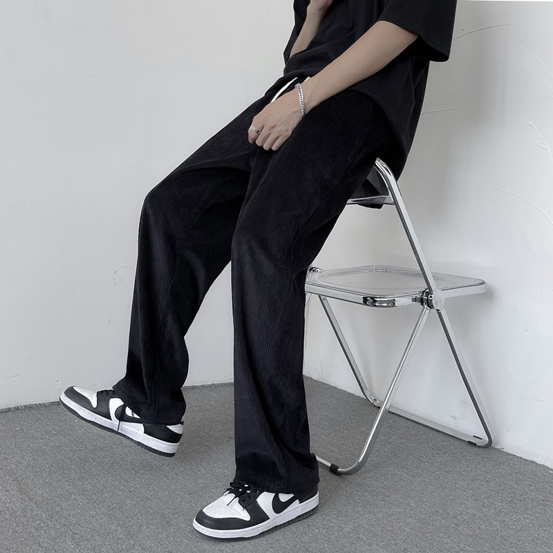 K43春秋薄款潮复古hiphop灯芯绒休闲裤男女宽松情侣运动长裤P18图片