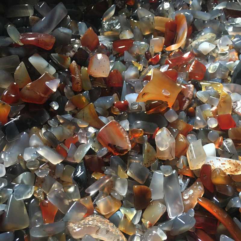 天然玛瑙原石碎料鱼缸石花盆造景铺底碎石水晶玉髓多彩小石子包邮