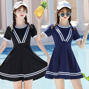 女生微胖遮肉分体少女青春期女孩泳衣女大童初中生保守大码泳裙子