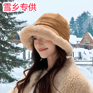 东北哈尔滨防寒适合去雪乡戴的内蒙古加绒渔夫帽子禾木雪地穿搭冬