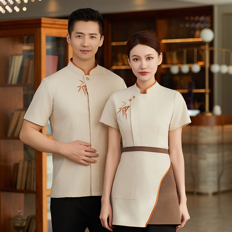 24亿珑新款酒店传菜火锅店茶社服务员工作服新中式轻奢茶楼中餐厅