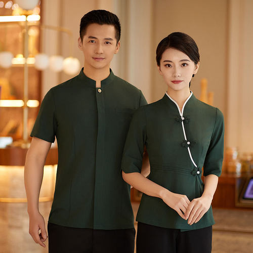前厅中袖新款工作服旗袍24亿珑