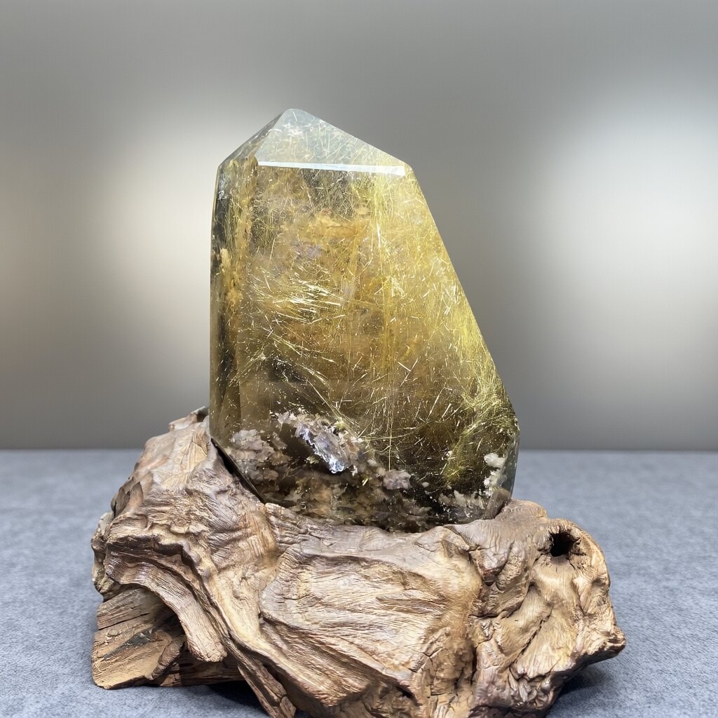 Y74巴西天然金发晶原石打磨随型金光效应居家办公店铺装饰摆件