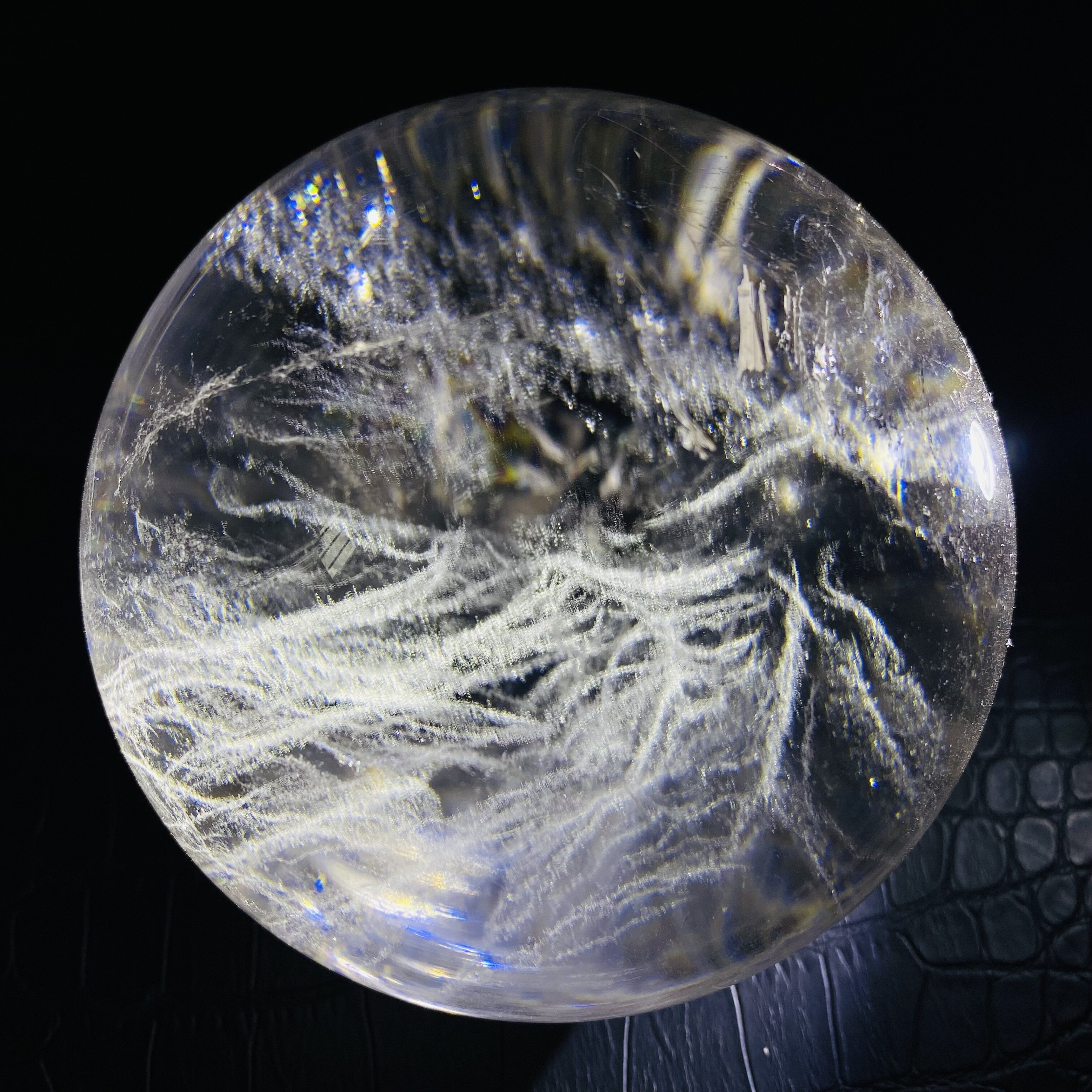 巴西天然星空白水晶球风水摆件
