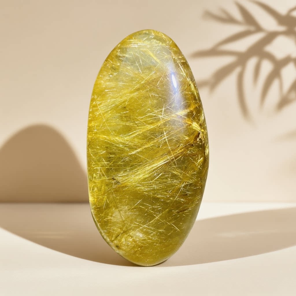 A1天然巴西金发手把件挂件装饰水晶原石打磨车载免费配绳打孔礼物