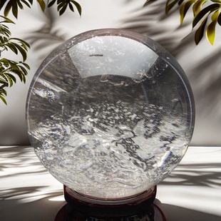 B26天然巴西高透阿赛白水晶球意境彩片店铺客厅装 饰摆件开业送礼