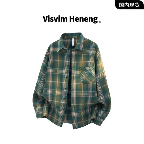 【品牌现货撤柜】VISVIM HENENG春季新款潮流条纹绣花长袖衬衫男