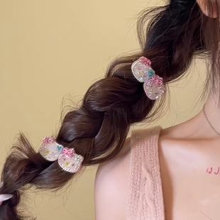 正品代购正版满钻hellokitty发夹女可爱刘海碎发夹子边夹kt鸭嘴夹
