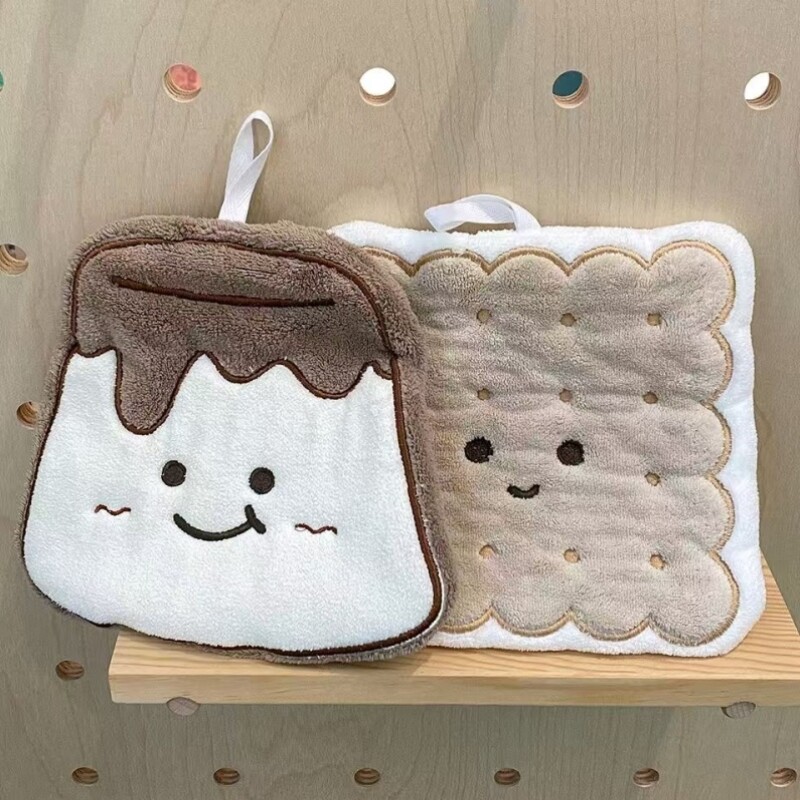 加厚吸水手巾可爱挂式速干珊瑚绒卫生间厨房毛巾面巾手帕卡通儿童