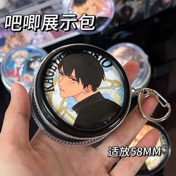 吧唧包保护套挂件小食量痛包圆形透明挂包双面展示徽章外出防刮