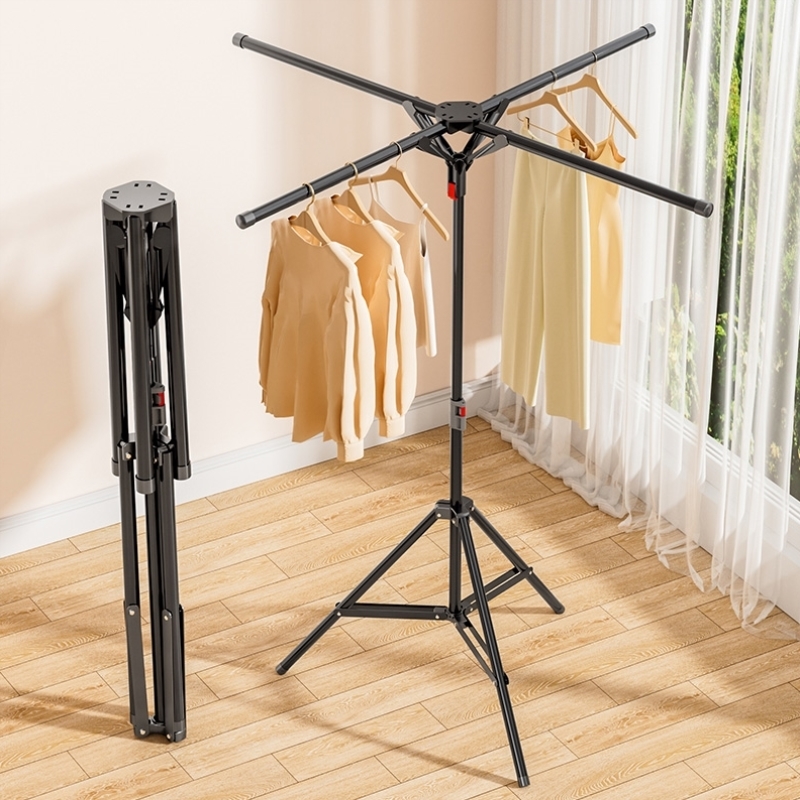 折叠晾衣架落地式阳台家用小型伸缩晾衣杆室内外晒衣服被子挂衣架