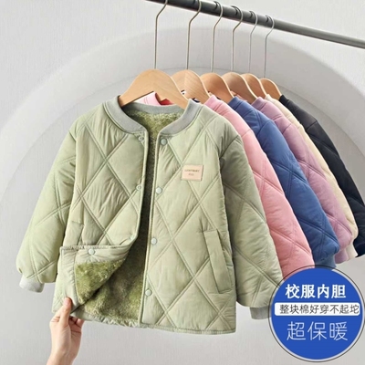 校服内胆神器男童秋冬羽绒棉服儿童外套内穿女童加厚棉衣上衣冬款