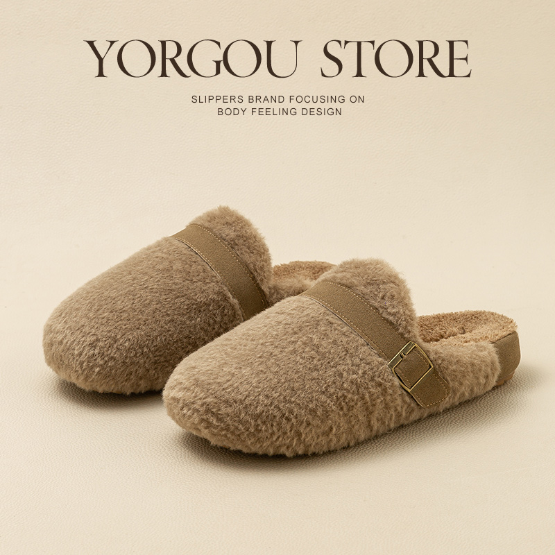 远港毛毛绒包头勃肯棉拖鞋