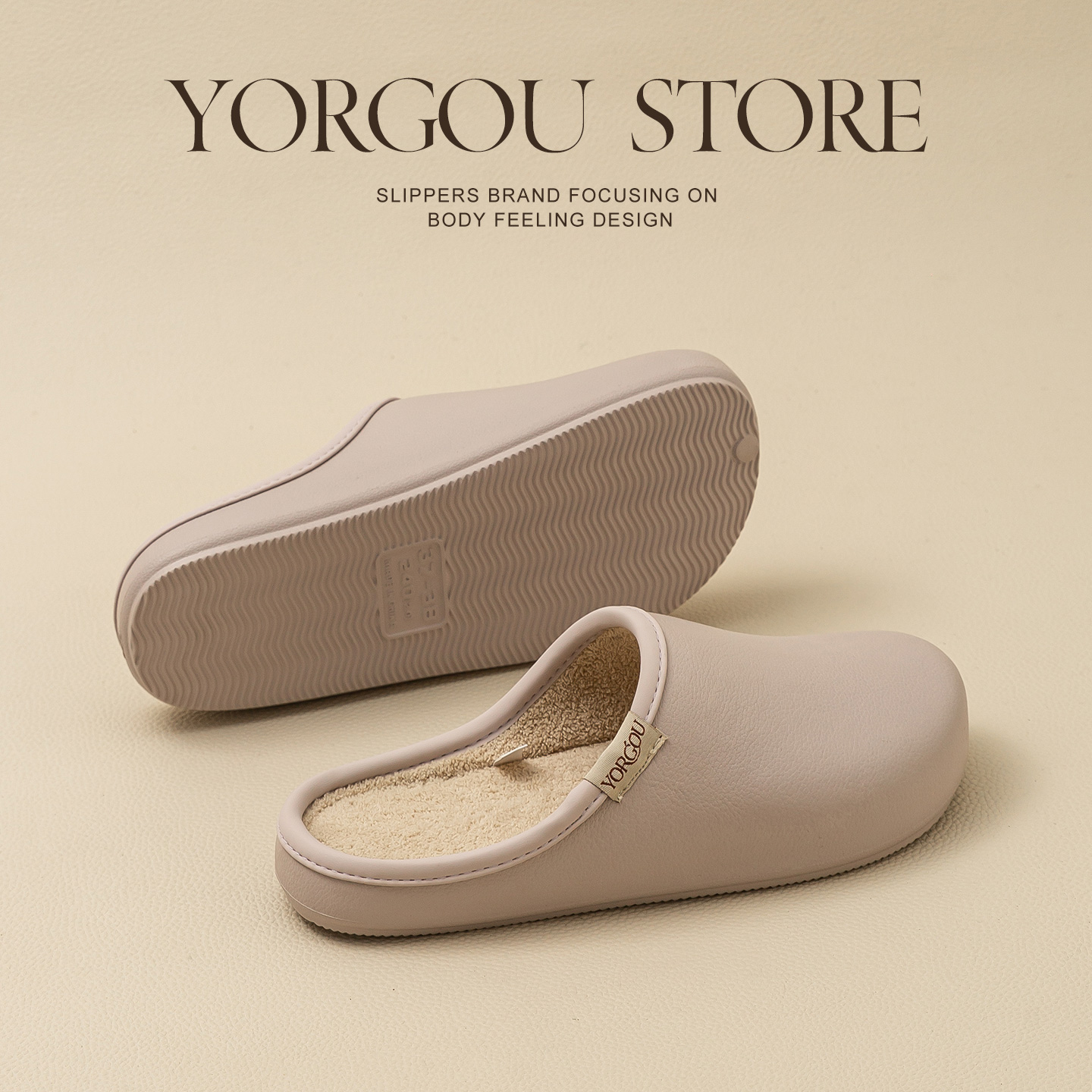 远港冬天艾草抗菌皮纹棉拖鞋女秋冬季室内居家用保暖加绒防水男士