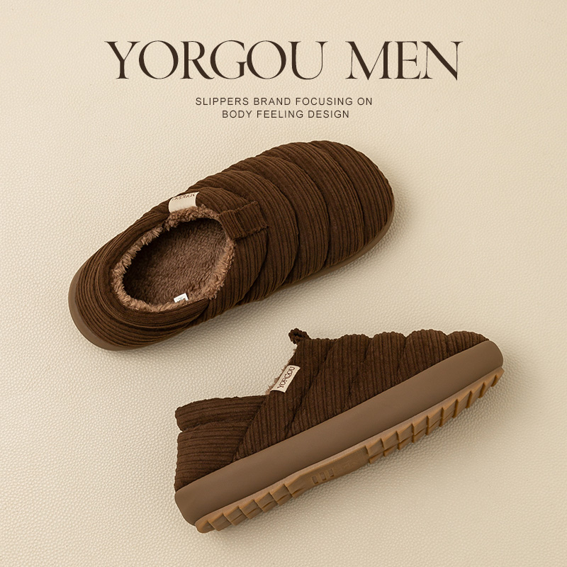 远港男士灯芯绒棉鞋防滑保暖加绒