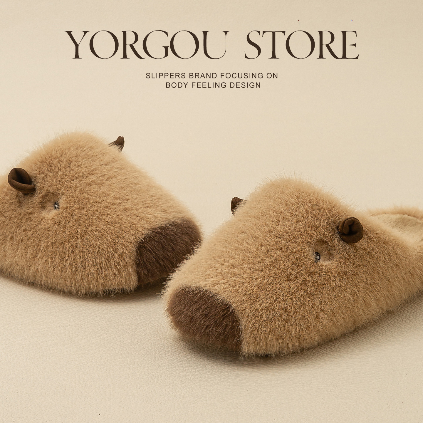 远港卡皮巴拉情侣加绒棉拖鞋