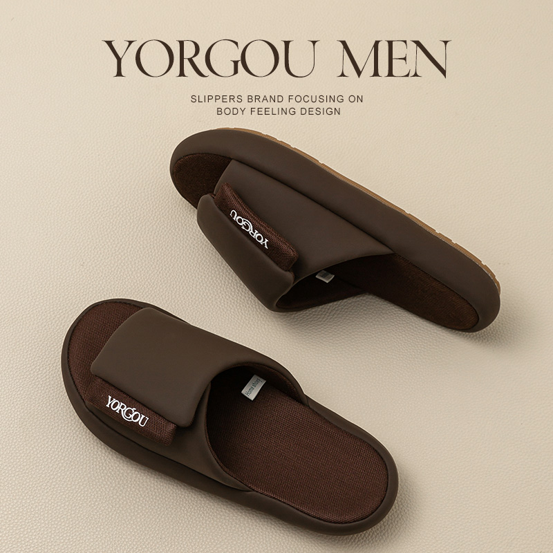 远港男士魔术贴皮拖鞋透气